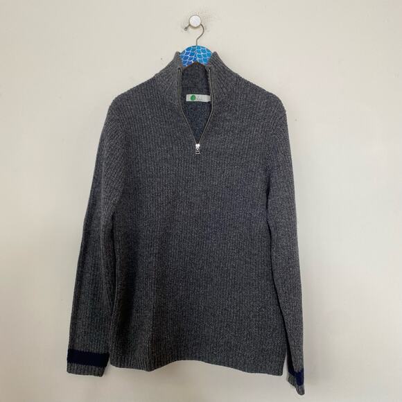 BODEN Men's Gray Navy Tarbert Half Zip Ribbed Knit Sweater Size Large - Picture 7 of 7